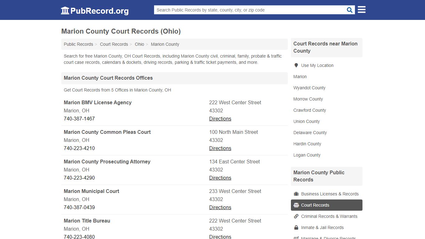 Free Marion County Court Records (Ohio Court Records) - PubRecord.org